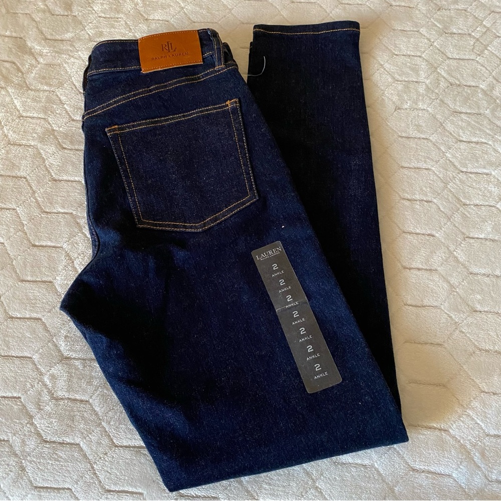 New Lauren Ralph Lauren Black Label Women’s Dark Wash Skinny Jeans Size 2